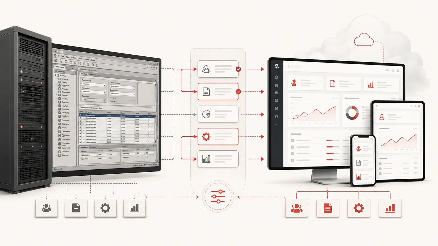 Legacy modules moving gradually to a modern cloud application