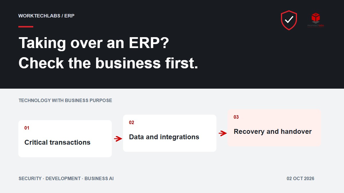 ERP technical due diligence checklist: what to verify before taking over a system
